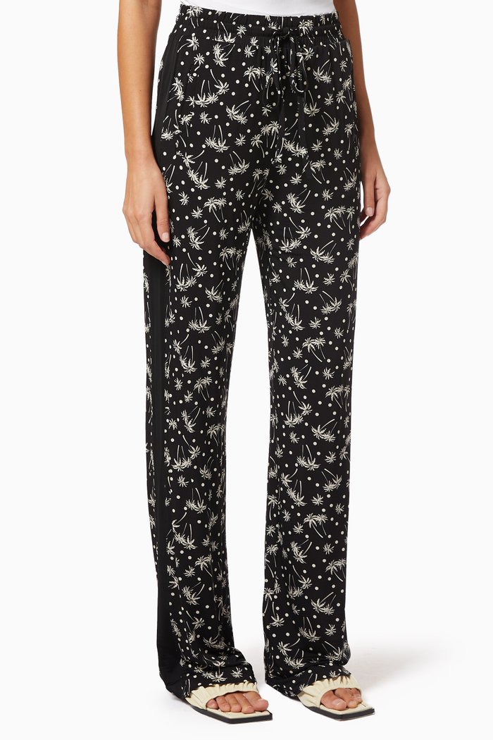 

Ghaia Printed Pants in Crepe, Black