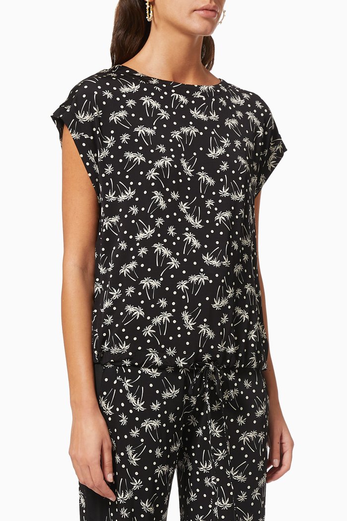 

Solco Printed Top in Crepe, Black