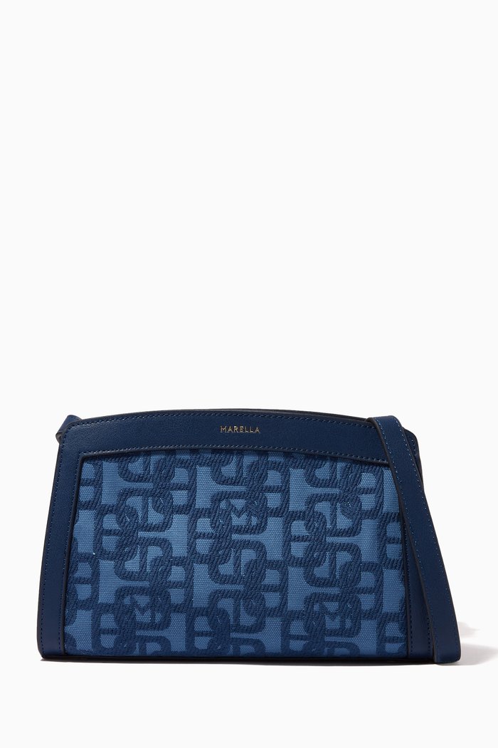 

Siesta Crossbody Bag in Jacquard Cotton, Blue