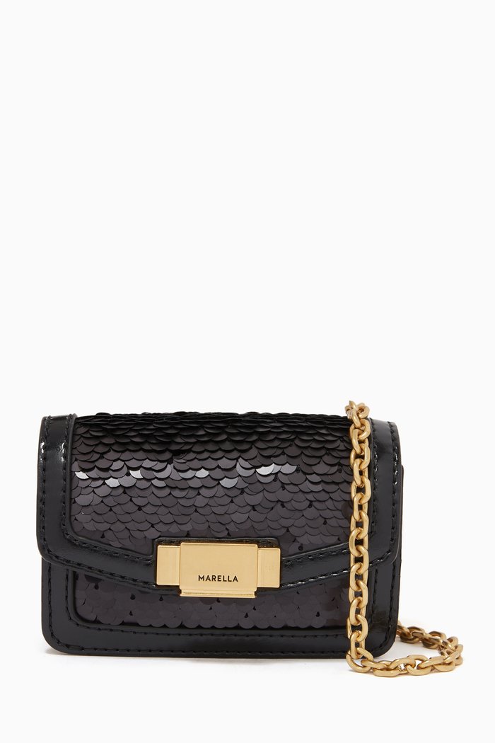 

Calesse Sequinned Bag in Eco Leather, Black
