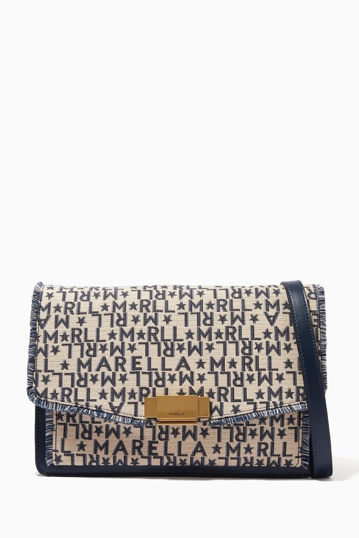 

Tiberio Shoulder Bag in Logo Jacquard, Blue