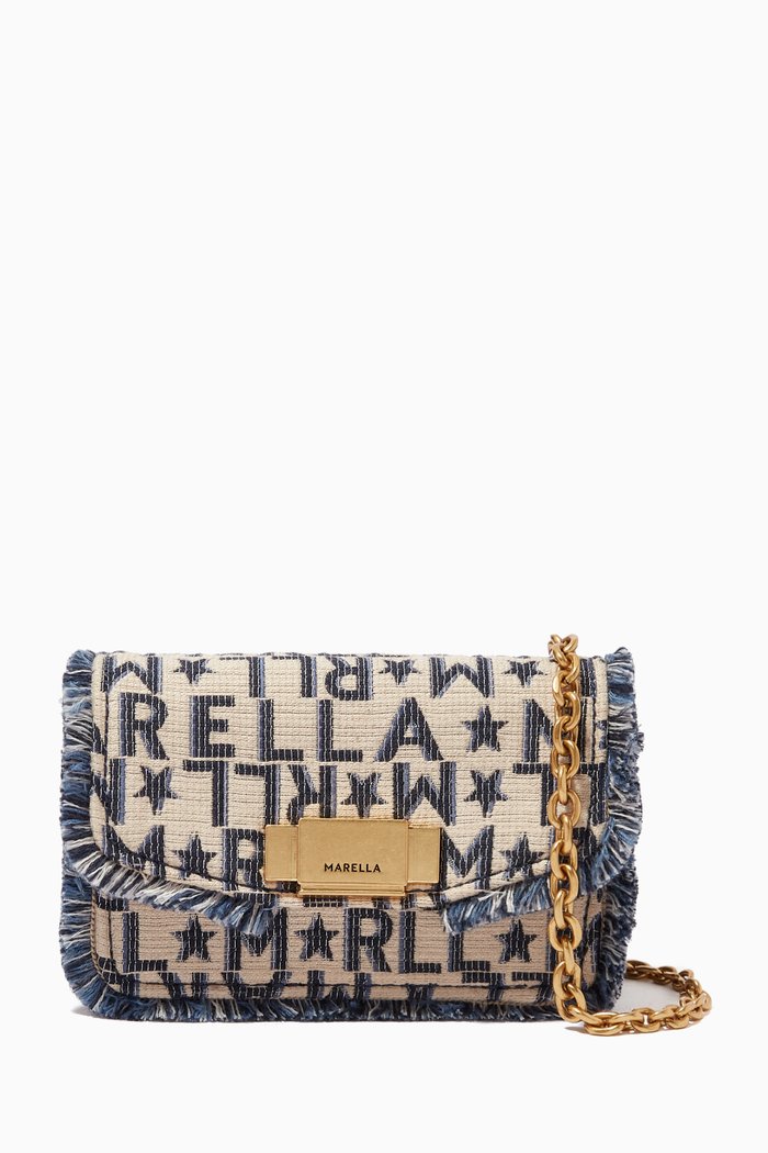 

Gimmy Shoulder Bag in Logo Jacquard, Blue