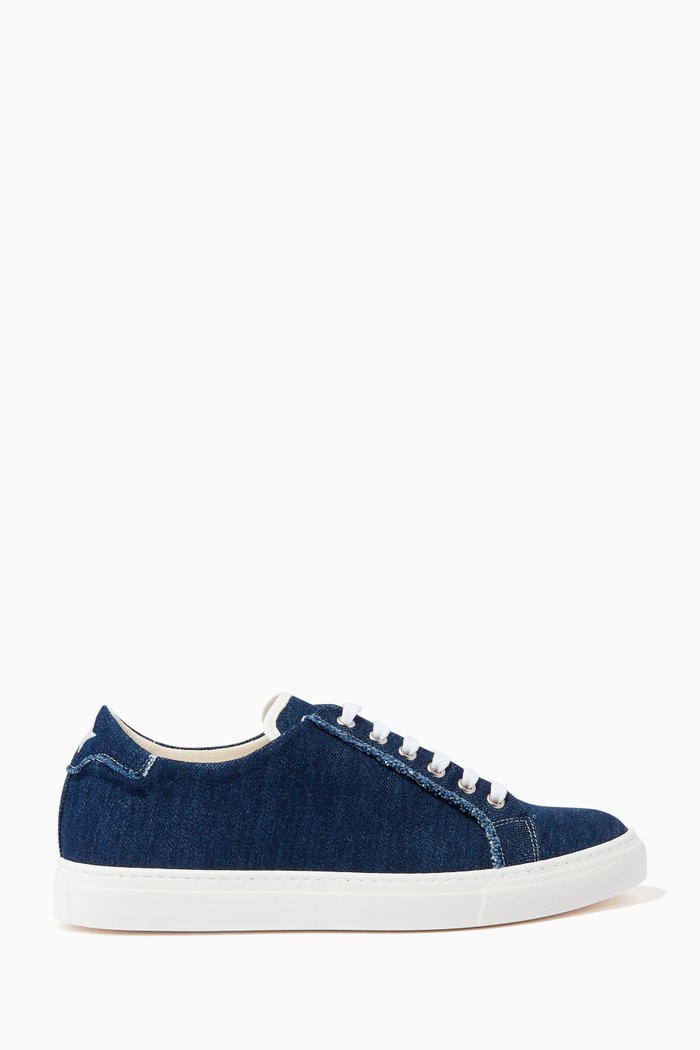

Floc Sneakers in Cotton Denim, Blue