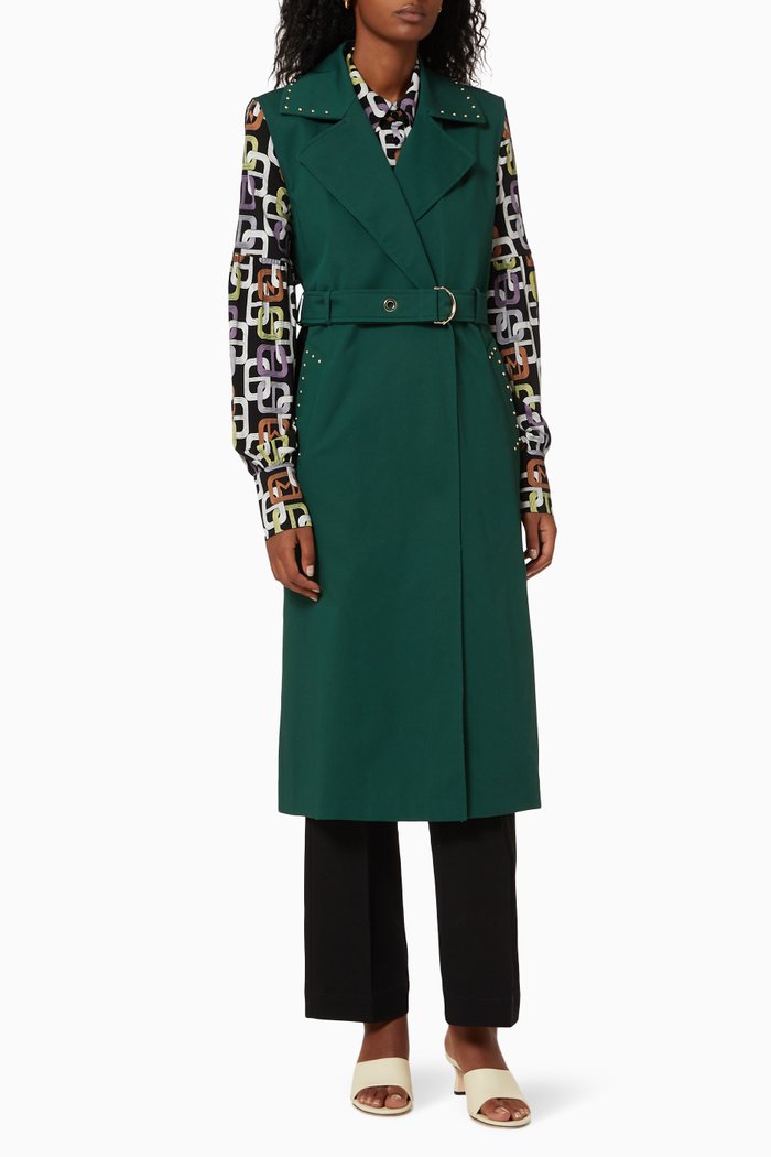

Limone Trench Coat in Stretch Cotton, Green