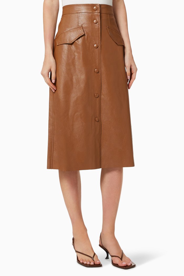 

Acqua Skirt in Faux Leather, Brown