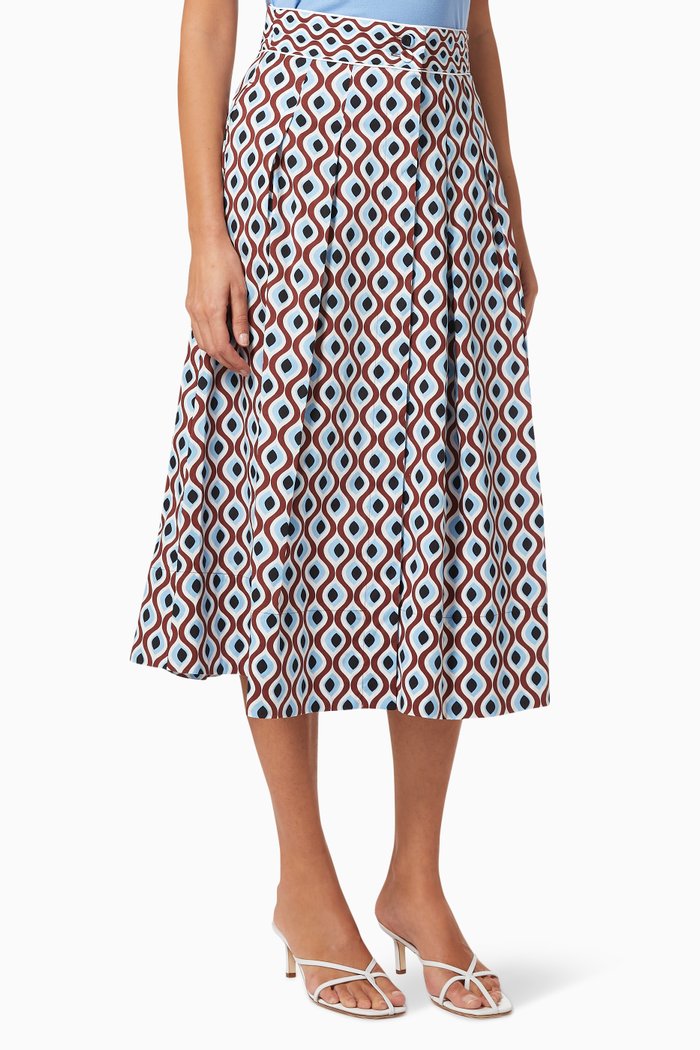 Spuma Skirt in Stretch Cotton Poplin, Blue