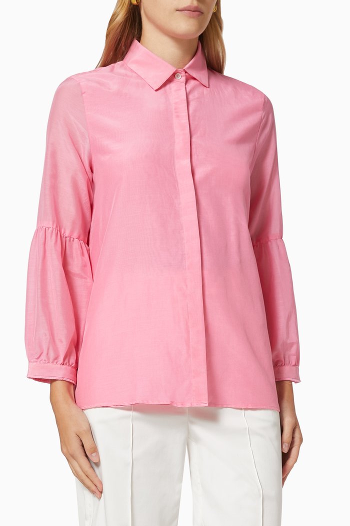 

Cera Button Down Shirt in Silk, Pink
