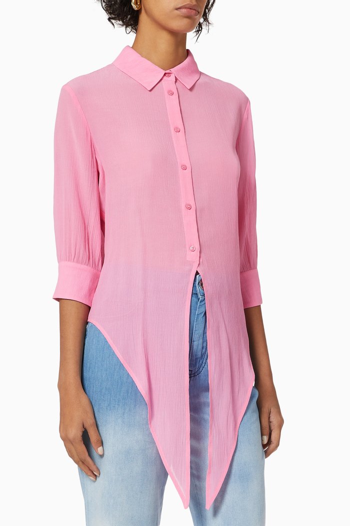 

Tilde Knotted Shirt in Crepe, Pink