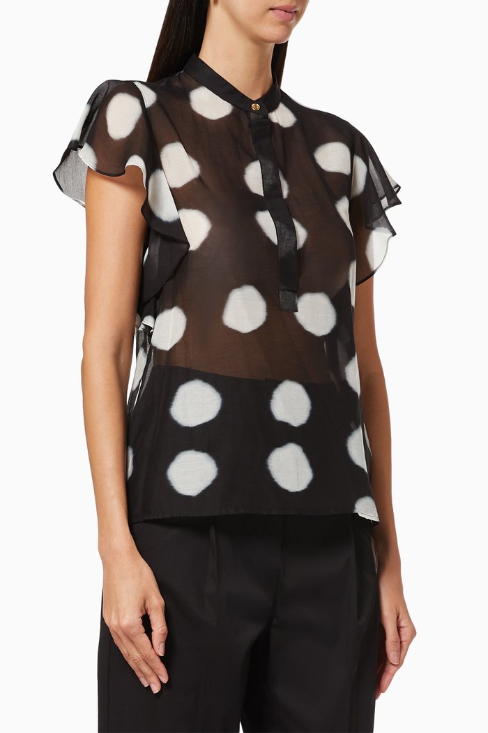 

Steno Polka Dot Blouse in Cotton, Black