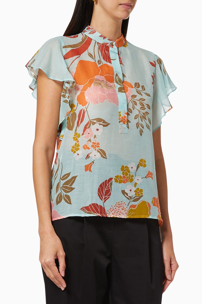 

Steno Polka Dot Blouse in Cotton, Green