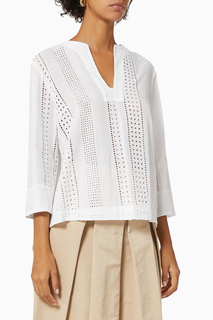 

Lena St. Gallen Top in Cotton, White