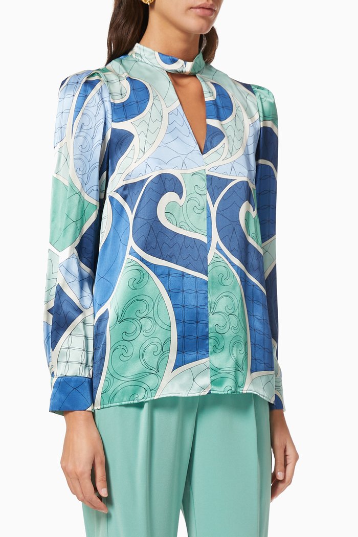 

Xiria Shirt in Silk Crepe, Blue