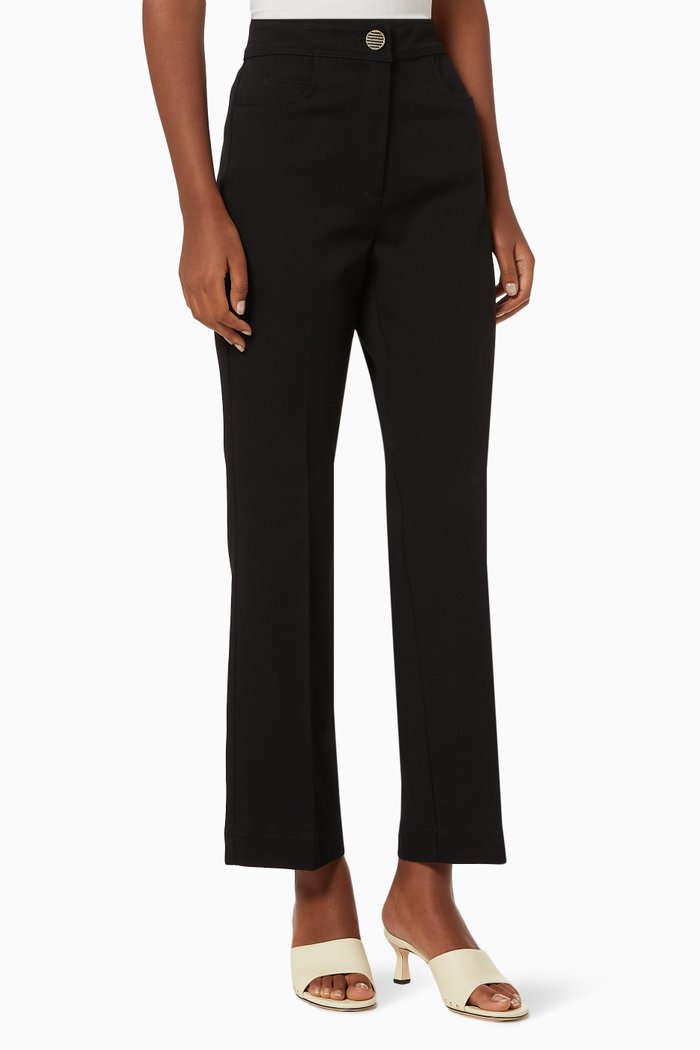 

Mattia High-waisted Trousers in Cotton, Black