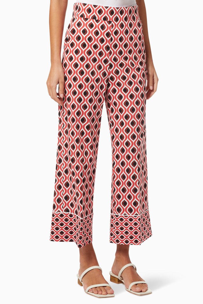 

Musico Patterned Trousers in Stretch Cotton Poplin, Orange
