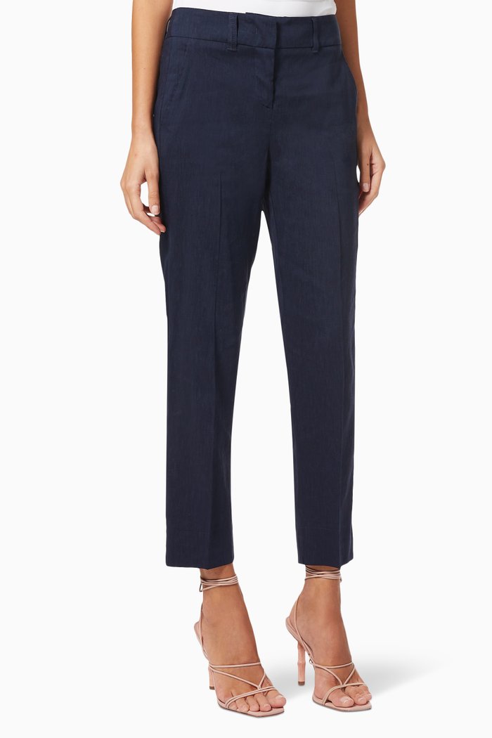 

Bagali Cigarette Trousers in Linen Blend, Blue