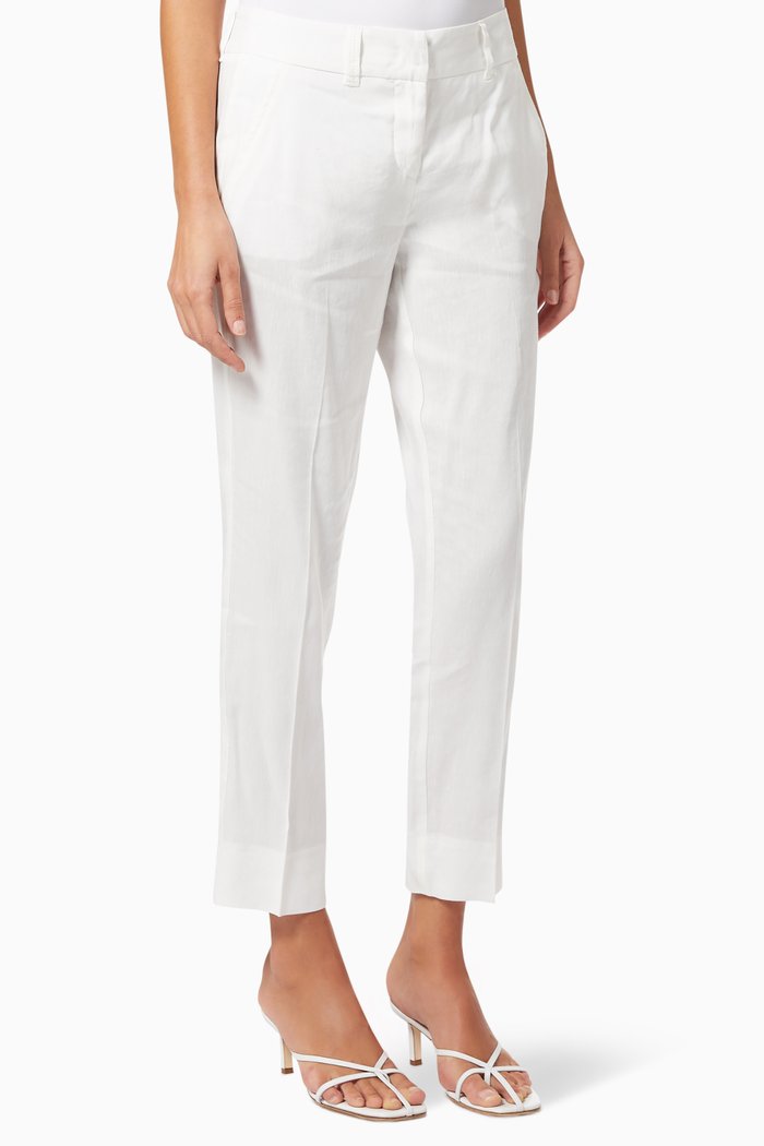 

Bagali Cigarette Trousers in Linen Blend, White