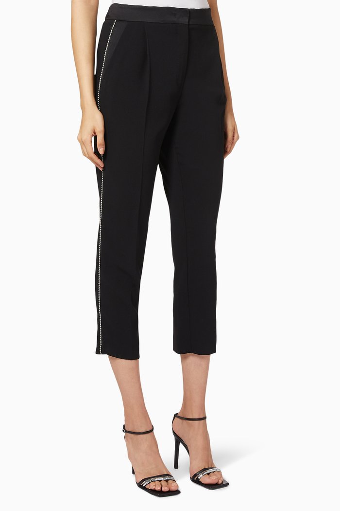 

Ballata Rhinestone Trim Cropped Pants, Black