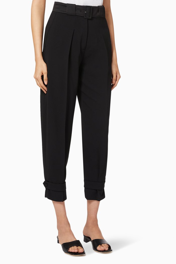 

Lara ART.365 Crepe Satin Trousers, Black