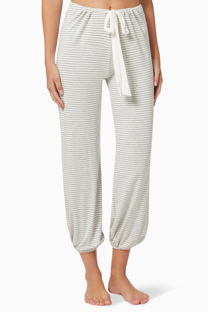

Sadie Stripes Cropped Pants in Modal Jersey, Grey