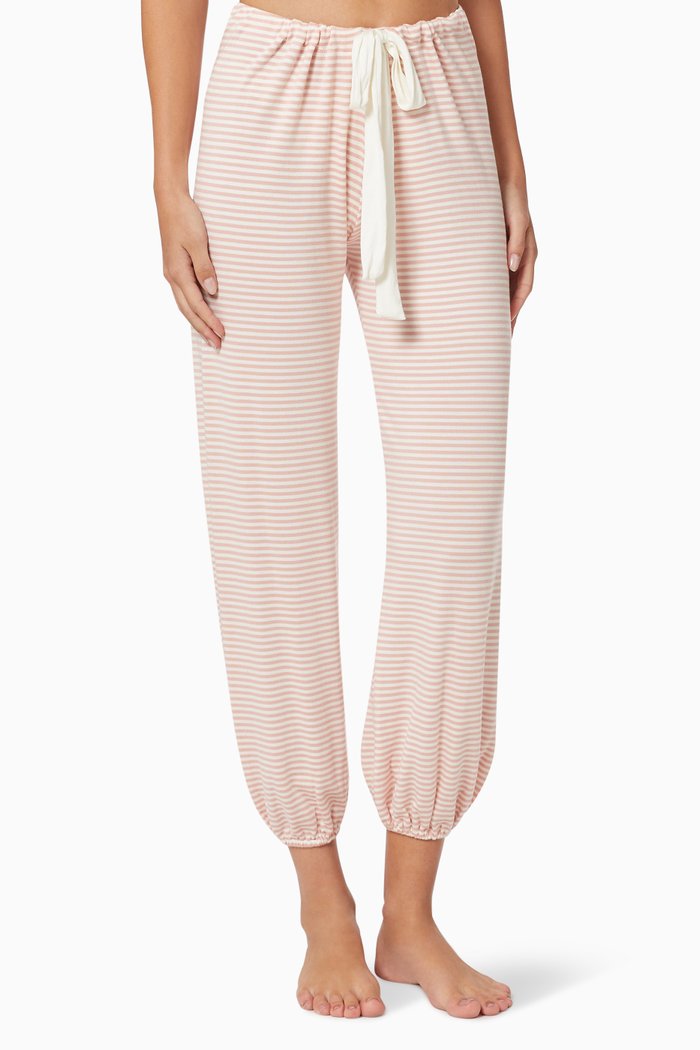 

Sadie Stripes Cropped Pants in Modal Jersey, Pink