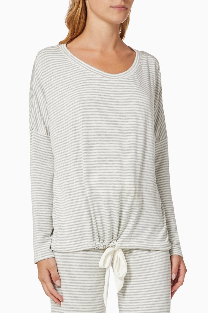 

Sadie Stripes Slouchy Top in Modal Jersey, Grey