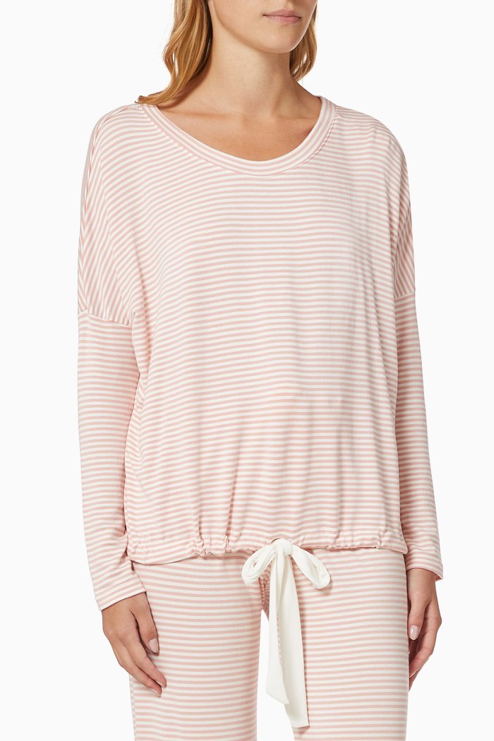 

Sadie Stripes Slouchy Top in Modal Jersey, Pink