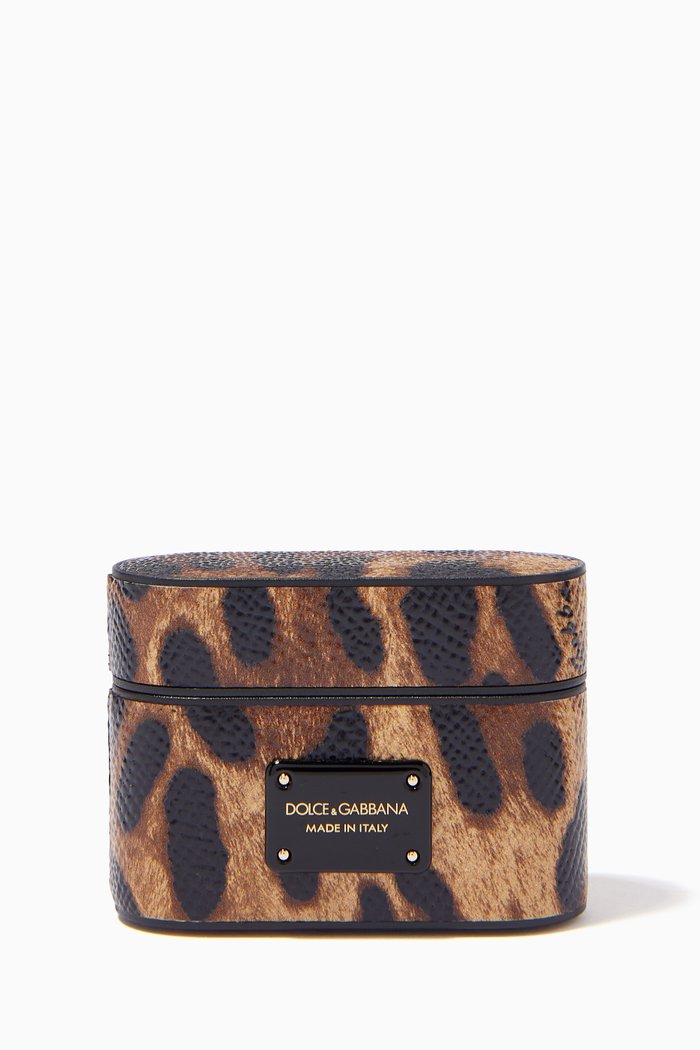 

AirPods Pro Case in Leopard-print Dauphine Leather, Brown