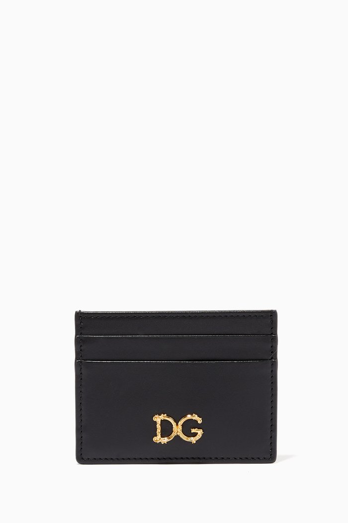 

Card Case with Baroque DG Logo in Leather, Black