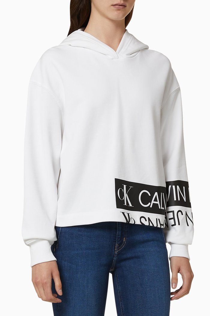 

Mirrored Logo Organic Cotton Hoodie, White