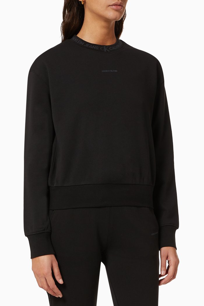 

Logo Trim Sweatshirt in Organic Cotton, Black