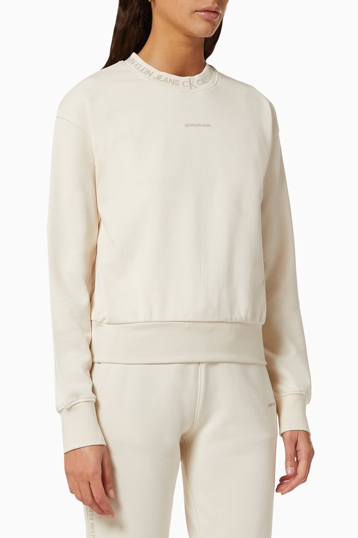 

Logo Trim Sweatshirt in Organic Cotton, White