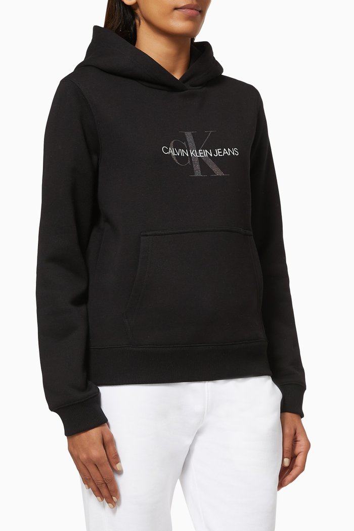 

Reflective Monogram Hoodie in Cotton, Black