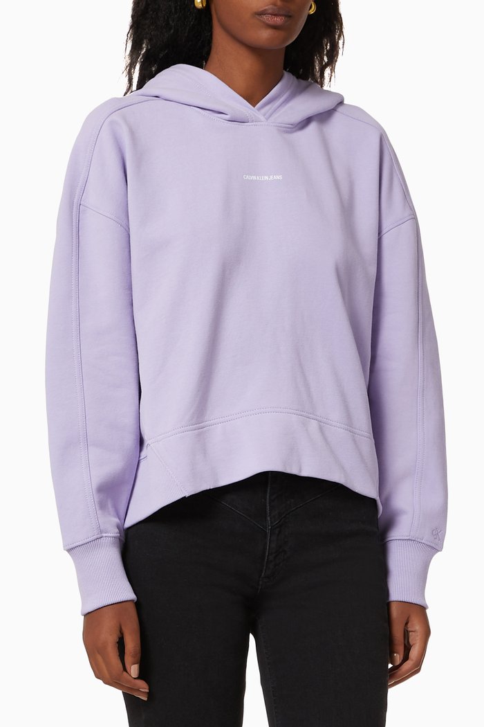 

Micro Logo Oversized Hoodie in Organic Cotton, Purple