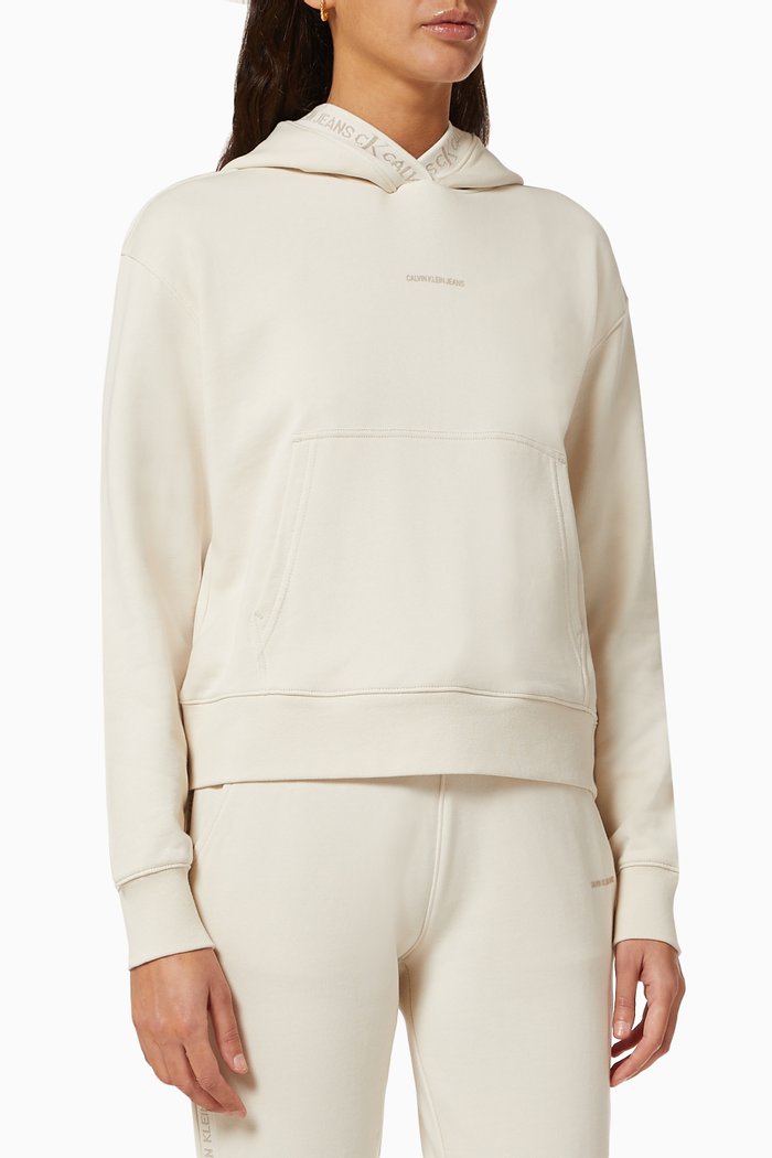 

Micro Logo Hoodie in Organic Cotton, White