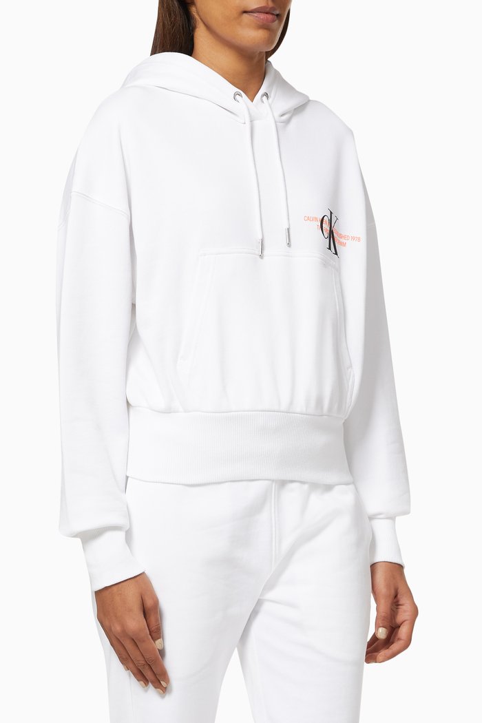 Urban Logo Hoodie in Cotton, White
