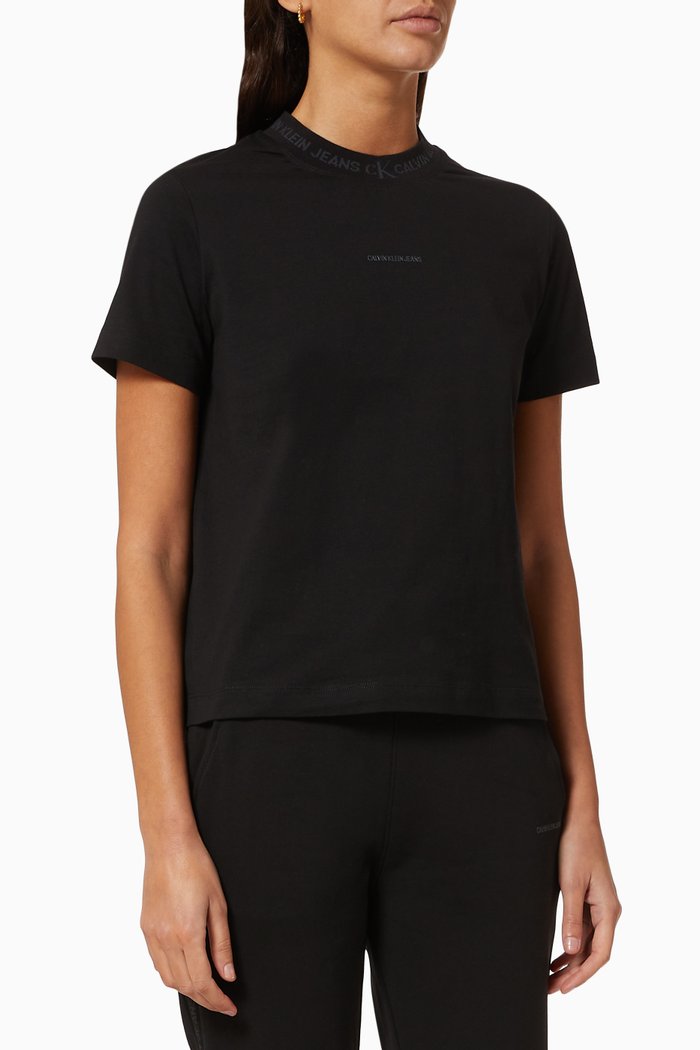 

Logo Intarsia T-shirt in Recycled & Organic Cotton, Black
