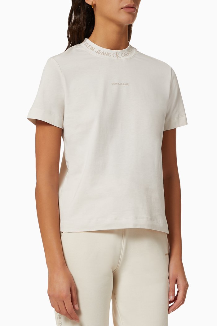 

Logo Intarsia T-shirt in Recycled & Organic Cotton, White
