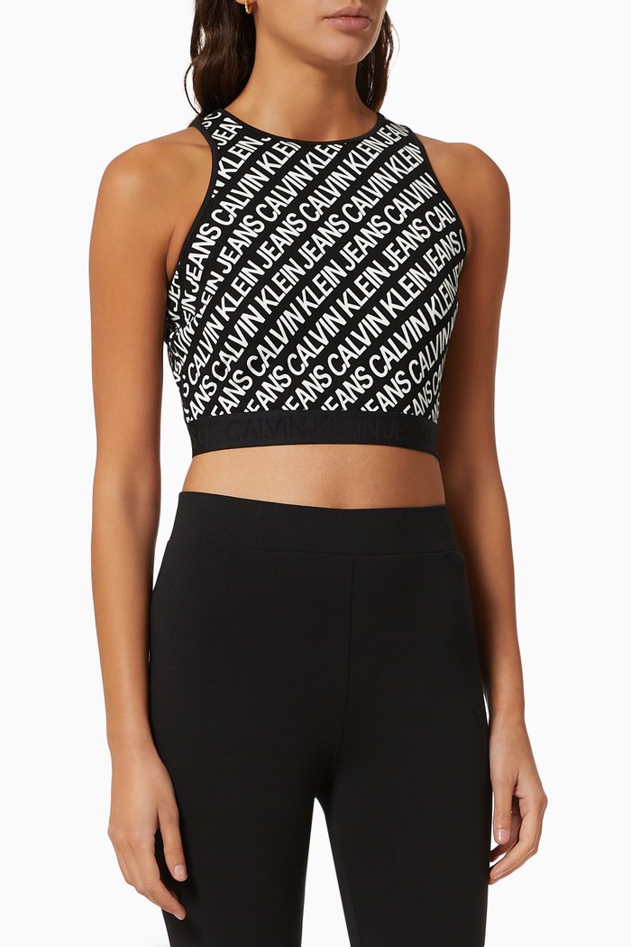 

Milano All-over Logo Top in Jersey, Black