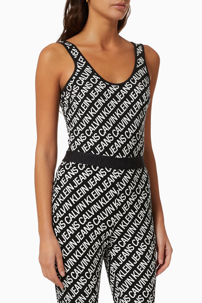 

Milano All-over Logo Bodysuit in Jersey, Black