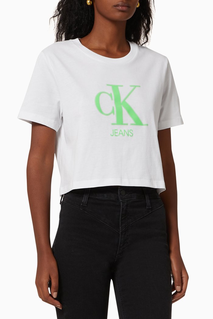 

Monogram Crop T-shirt in Organic Cotton, White