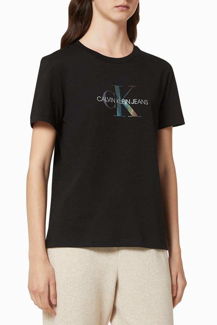 

Iridescent Logo Organic Cotton T-shirt, Black