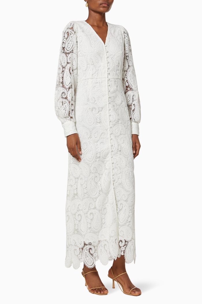 

Yaseda Lace Ankle Dress, White