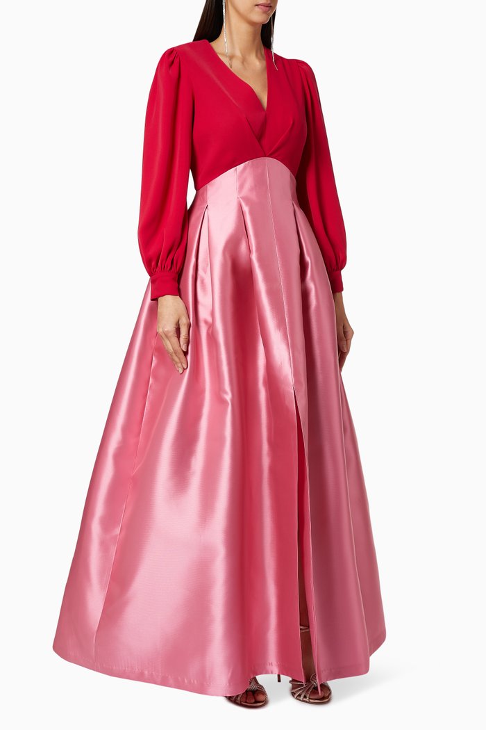 

Juliette Colour Block Satin Gown, Pink
