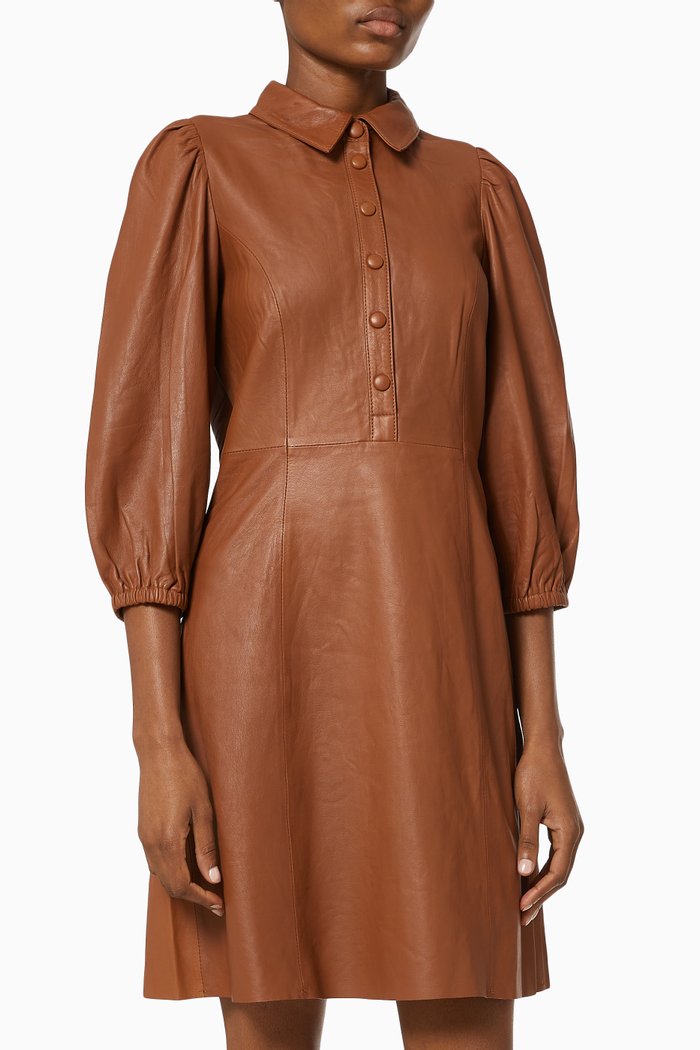 

Yasruvenda Leather Dress, Brown