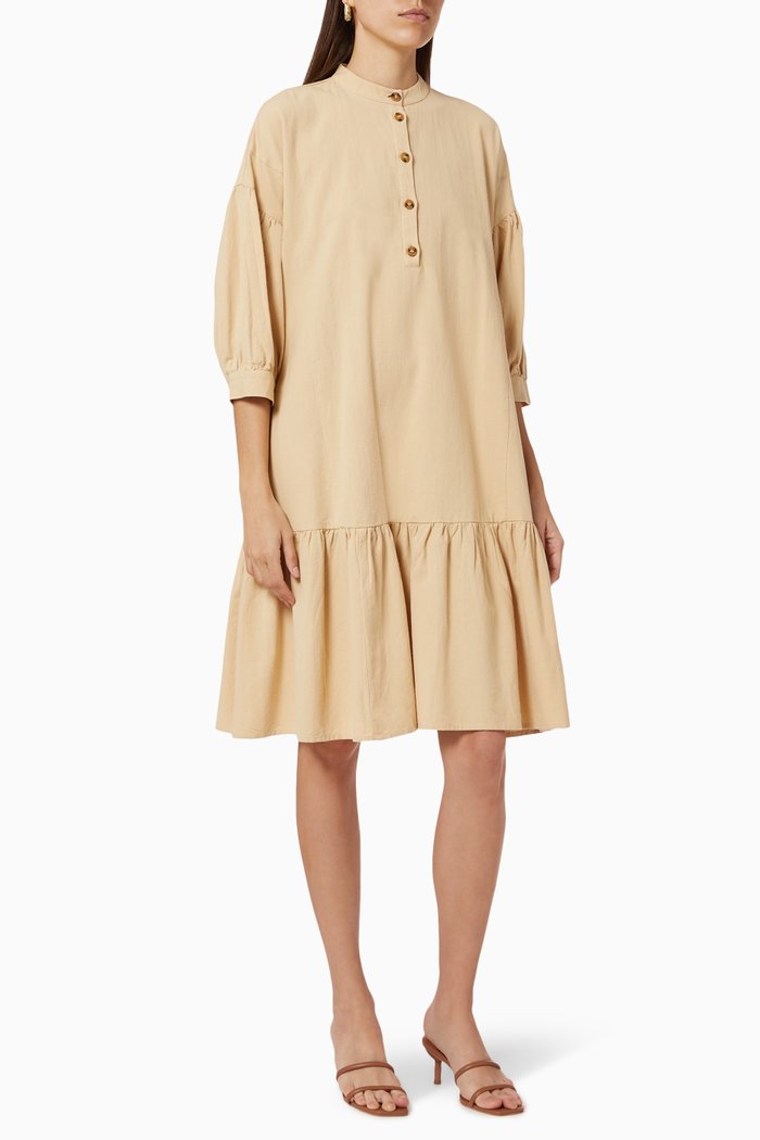 Yaserica Midi Dress in Organic Cotton, Neutral