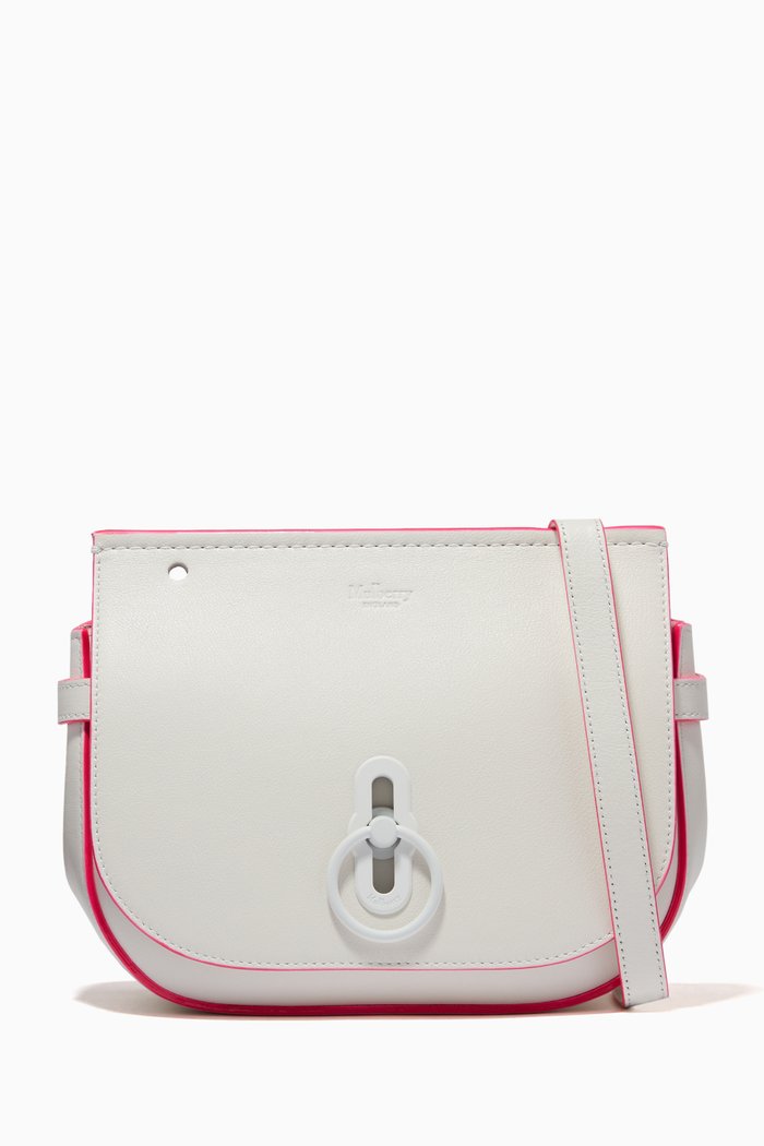 

Small Amberley Satchel Bag in Silky Calf Leather, White
