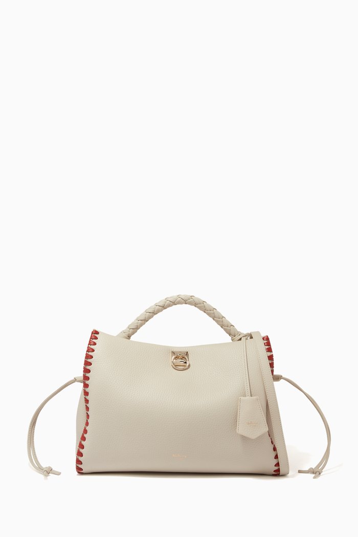 

Iris Braided Edge Tote Bag in Heavy Grain Leather, White
