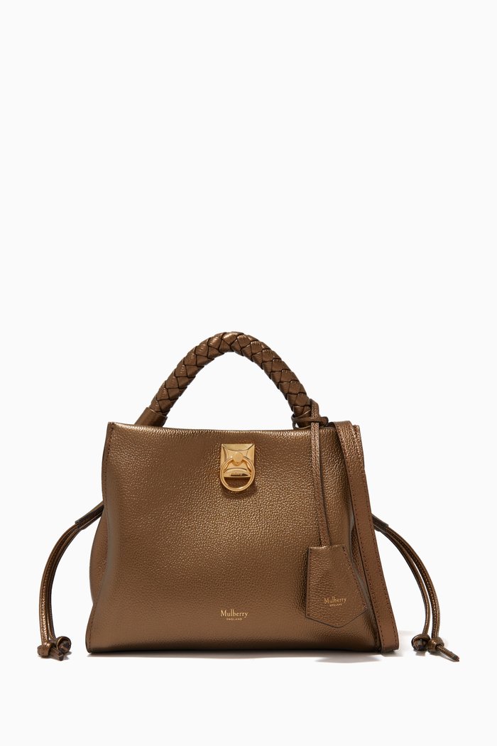 

Small Iris Shoulder Bag in Metallic Small Grain Leather, Gold
