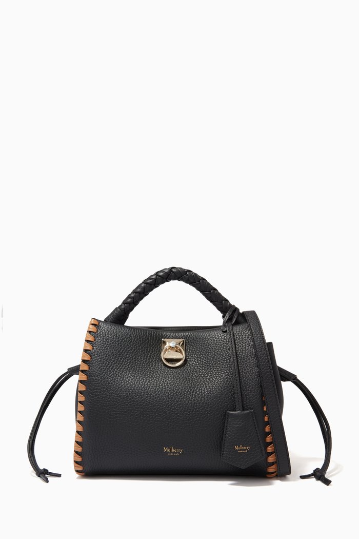 

Small Iris Braided Edge Shoulder Bag in Heavy Grain Leather, Black