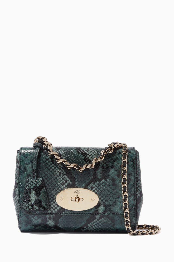 

Lily Shoulder Bag in Python-Printed Leather, Green
